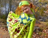 Crossover Dress Lime Green Blue Brown Cotton Size 6 Tina Givens