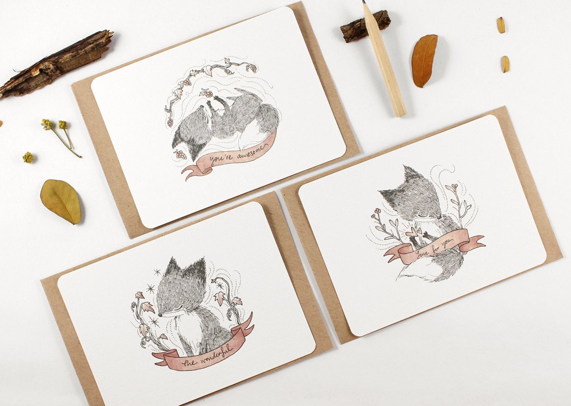 12 Notecards - Whimsical Fox