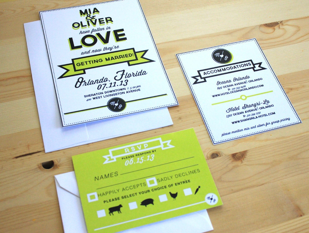 Color simplicity invitation set