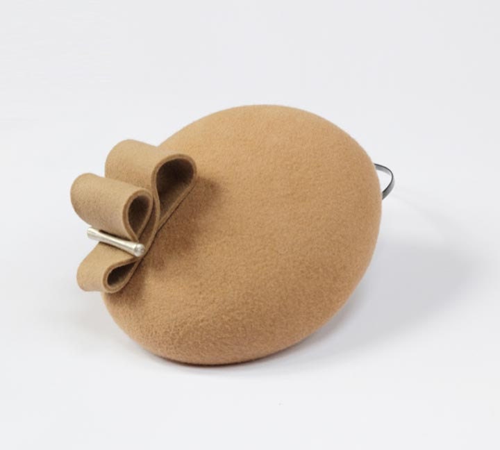 Mini Hat-Button-Camel-Wool Felt