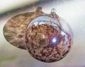 Large Hand Blown Glass Spirit/ Friendship/Witch Ball Amethyst Web Iridized