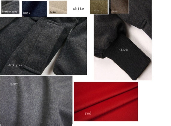 Leisure Style Zipper  Wool Hoodie/ Winter Coat/ 9 Colors / Any Size