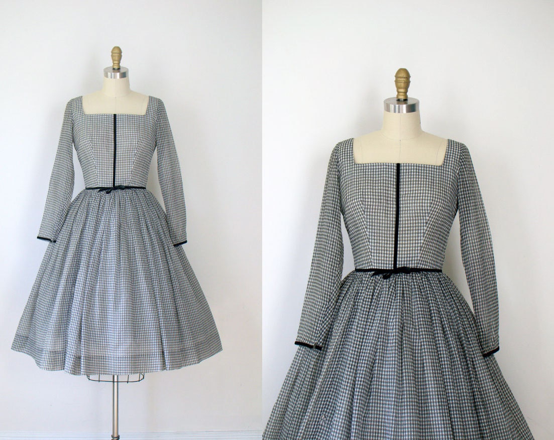 1950s Gingham Dress / 50s Party Dress / Youth Guild NYC