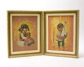 Painting - Boy, Girl, Paint by Numbers, Vintage