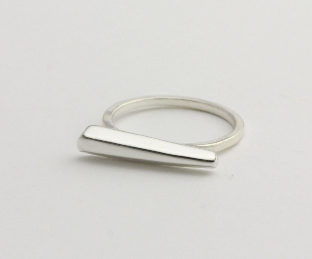 Crystal Bar Ring in Silver