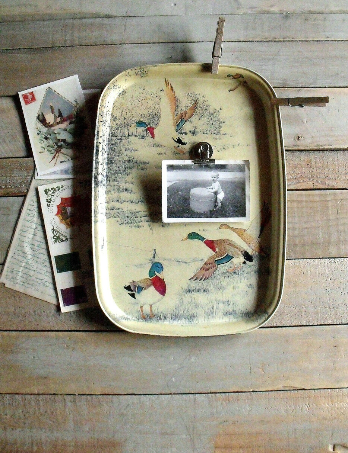 Vintage French Mallard Duck Tray/Wallhanging