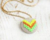 Tribal necklace with neon chevrons
