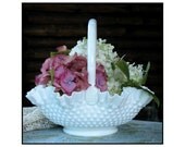 Vintage Fenton Large Hobnail Milk Glass Centerpiece