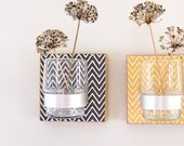 Vase Candle Holder Trio/3/Three SARVA functional art herringbone  floral arrangement redtilestudio