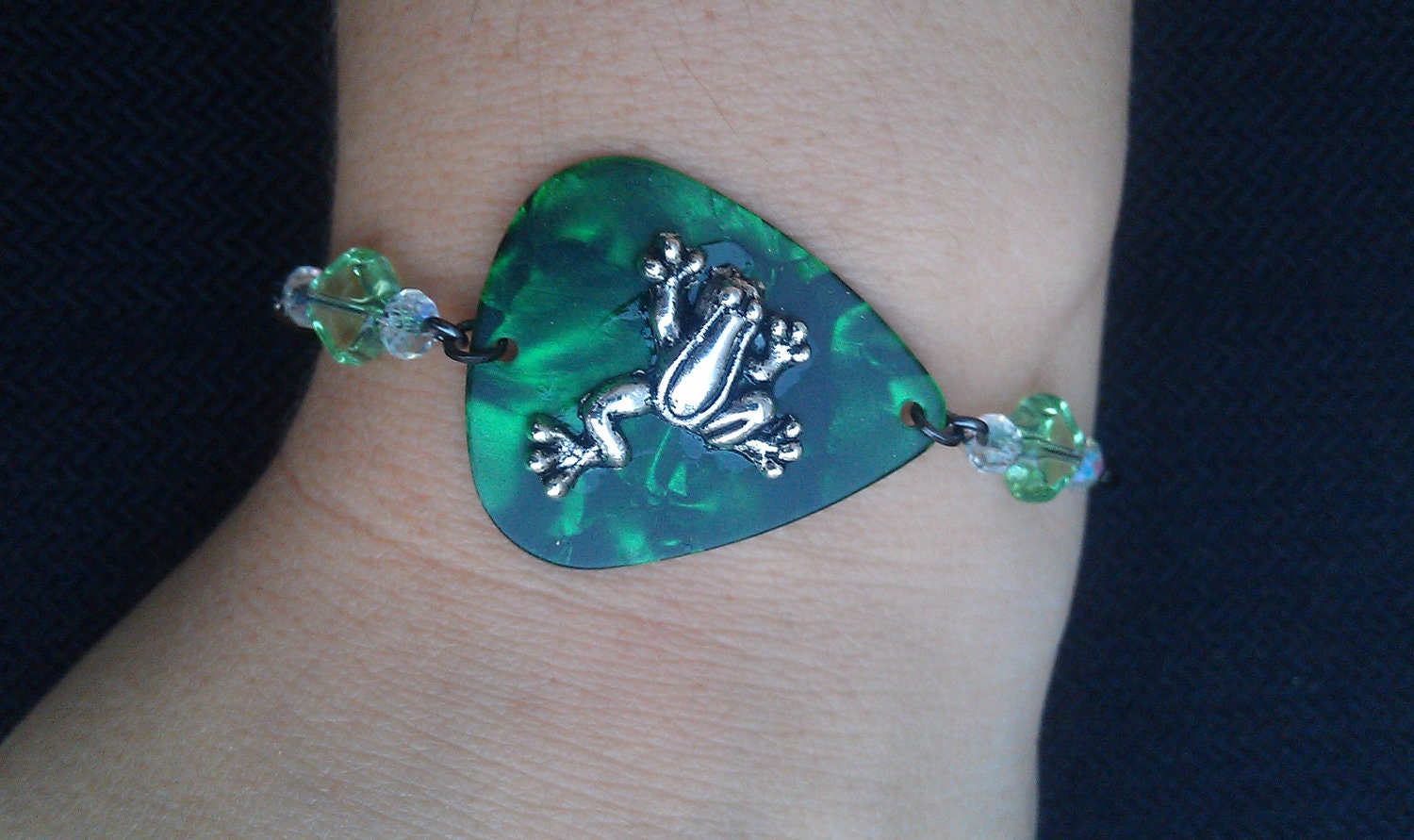 Green Frog Guitar Pick Bracelet