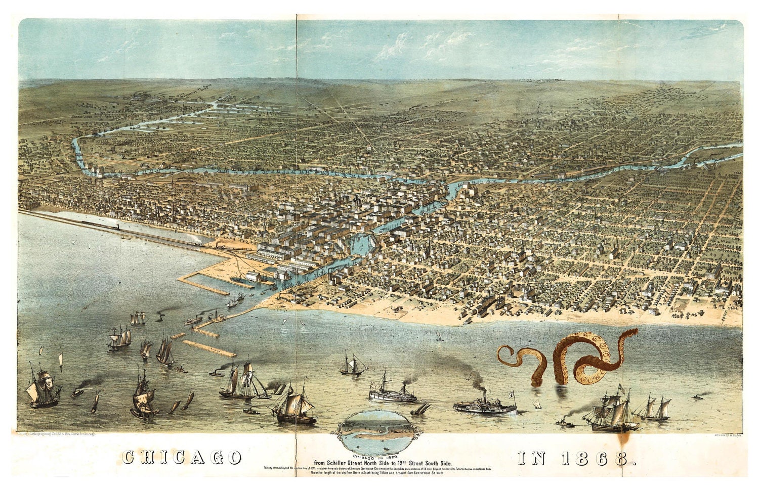 Map of Chicago, 1868