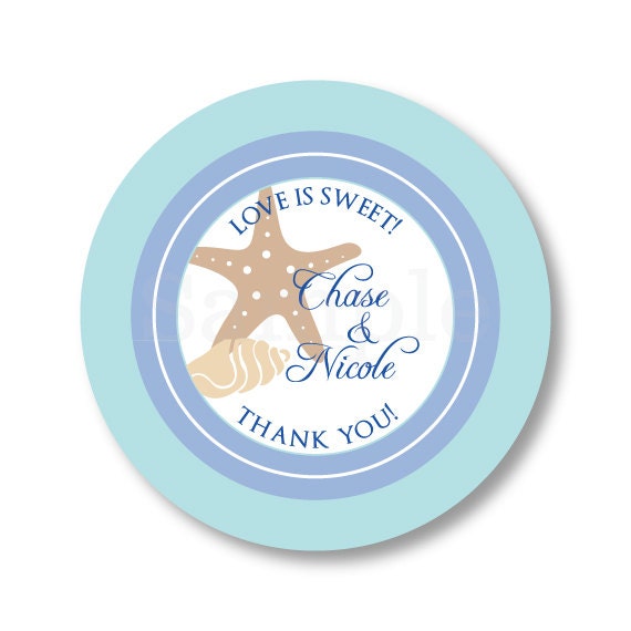 Custom Seashell Starfish Stickers for Beach Wedding or Party Il_170x135