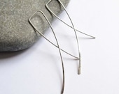 Simple Silver Hoop, Sterling Silver Dangler, Sleek, Modern, contemporary, elegant earrings