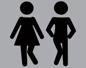 Wee Wee Dance Couple 8x10 Grey Bathroom Print/Sign