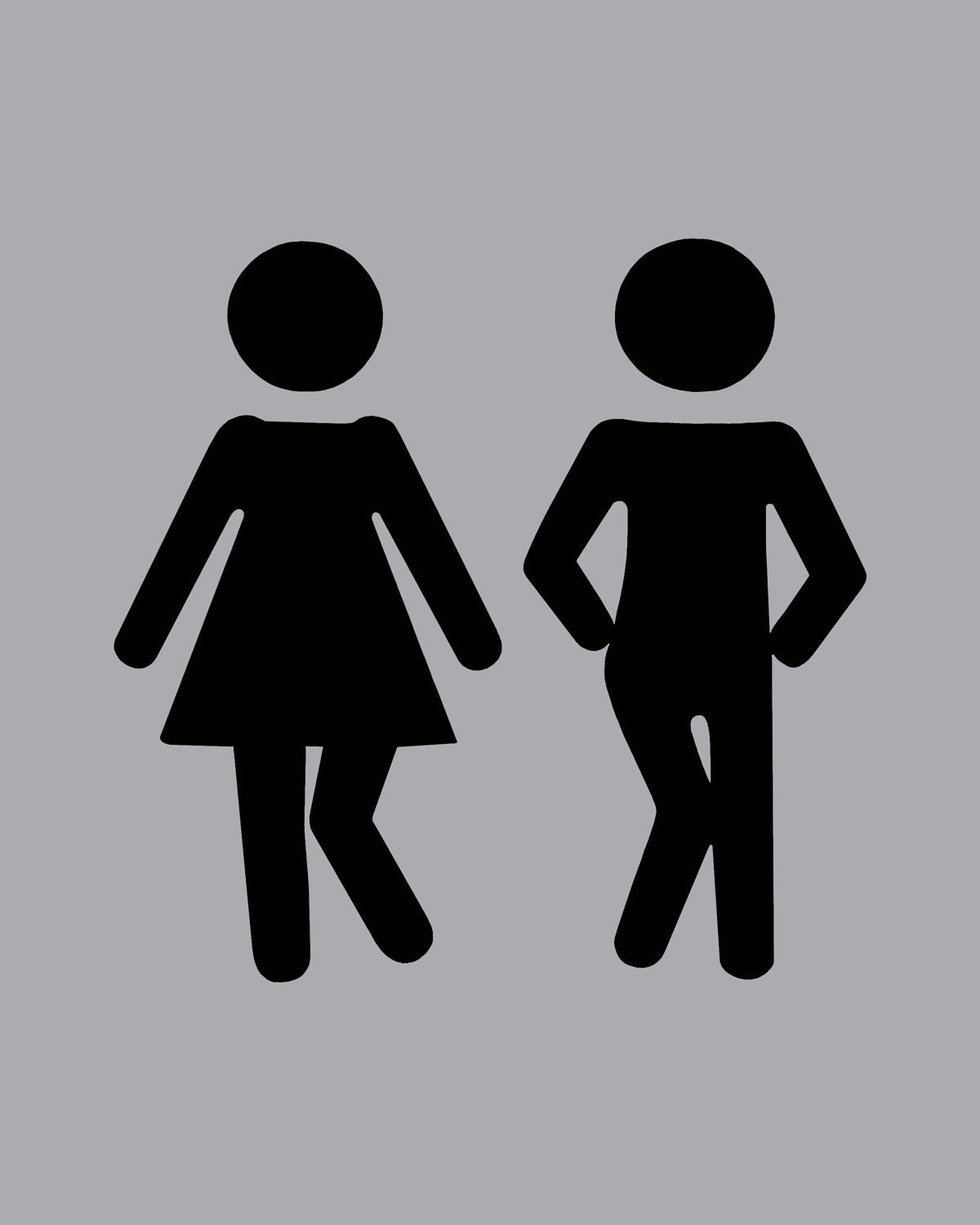 Wee Wee Dance Couple 8x10 Grey Bathroom Print/Sign