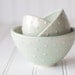 Mini Nesting Bowls - Polka dot Seafoam Green set of 3 - Pottery Bowls - Stacking bowls