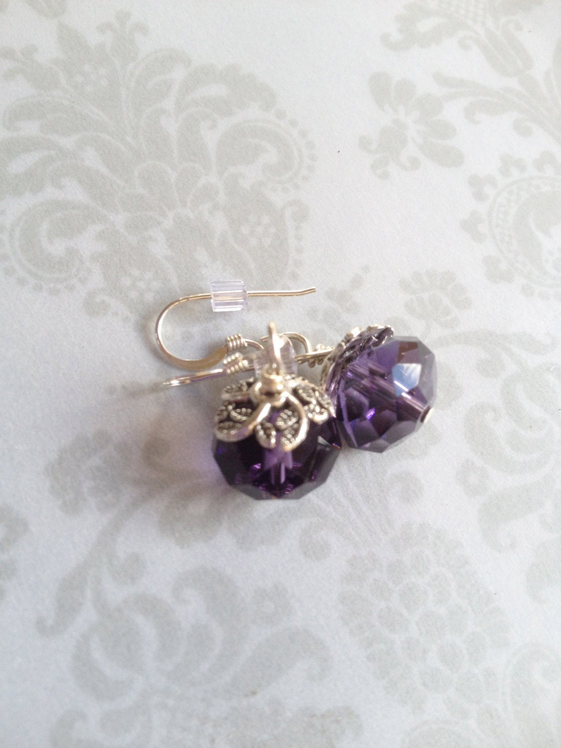 Vintage Inspired Sterling Silver Purple Crystal Earrings