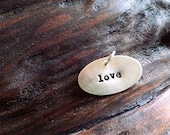 Necklace Silver Hand Stamped- Love