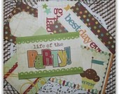 4x6 inch vintage inspired BIRTHDAY journal cards SIMPLE STORIES party cupcake hat set of 6 for card making, scrapbooking, paper crafts