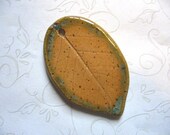 Little Speckled Pumpkin Ceramic Leaf Pendant