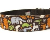 Dog Collar with Metal Buckle- Zoology in Brown