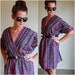Vintage 70s Dress / Bright Tribal Pattern / V Neck Shirtwaist Dress With Dolman Sleeves / Large L