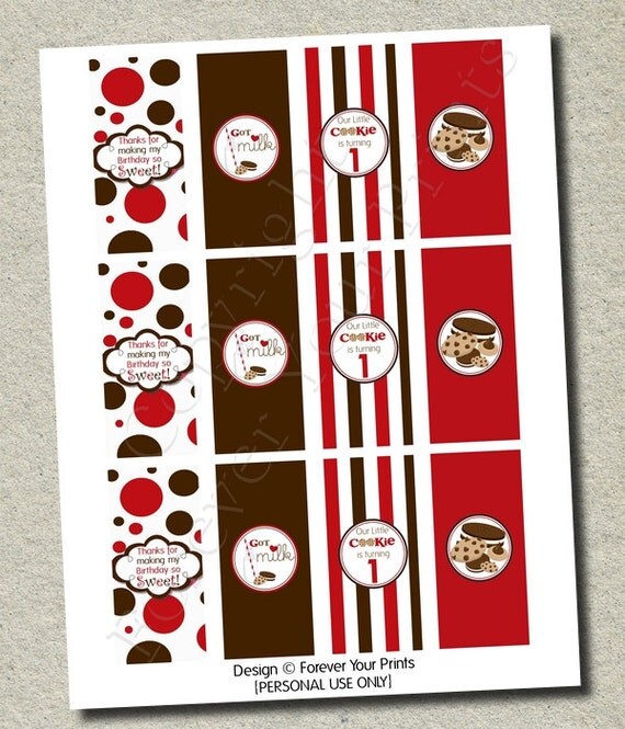 Milk and Cookies Candy Bar Wrappers - DIY Party Printables - You Print - 4 Designs Il_570xn