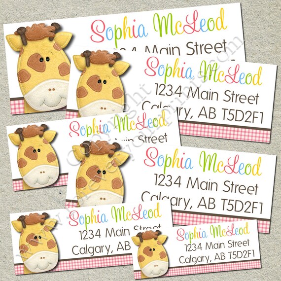 Giraffe Return Address Label - DIY - You Print Il_570xn