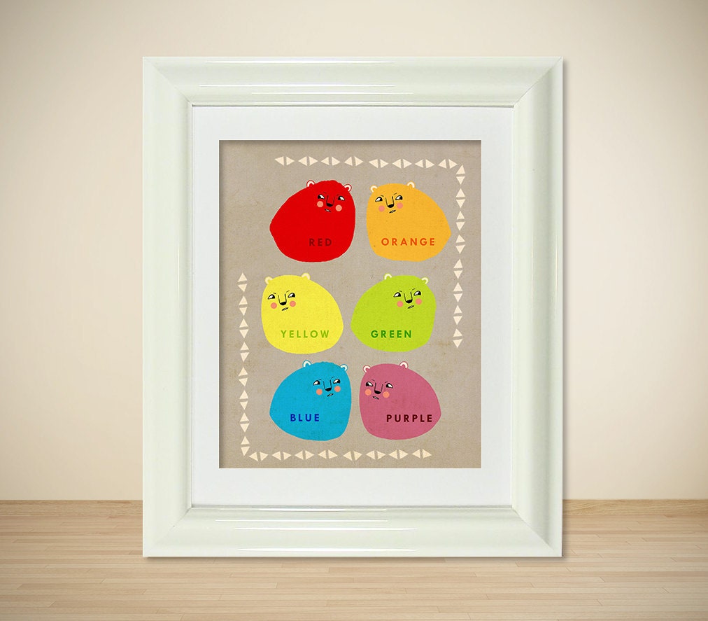 Modern Childrens Decor Educational Nursery Wall Art - I Know Colors - Unique Quirky Home Decor Kids Room Giclee Print