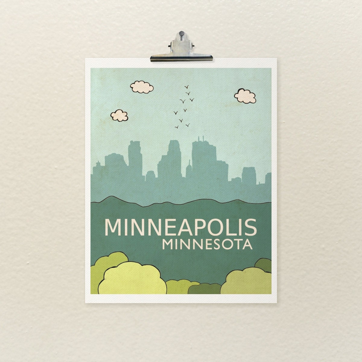 Minneapolis 8x10 / Modern Baby Nursery Decor, Typography Poster, City Skyline, Giclee, Illustration, American Travel Theme, Digital Print