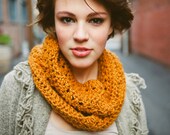 Crocheted Infinity Cowl in Mustard