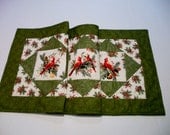 Winter Woodland Christmas Cardinals Quilted Table Runner