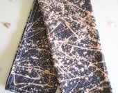 Tea Towel - Bleached Denim - Abstract Splatter Eco Kitchen Towel - Eco friendly Cotton Denim -  Blue and Pink Dish Towel