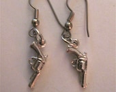 Sterling Silver Gun charm earrings, vintage charm great deal