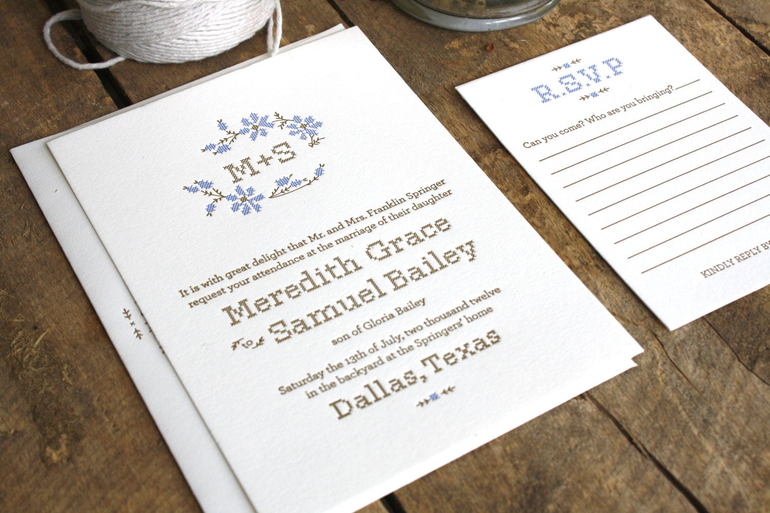 Cottonwood - Letterpress Wedding Invitation Set