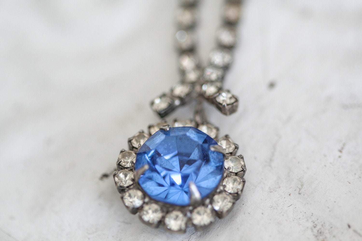 Something Blue Cobalt Blue Rhinestone Necklace - Free Shipping