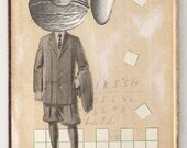 original collage on antique book cover ( unique retro home decor made with vintage ephemera, OOAK ) -- The Nut