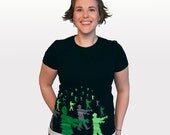 Zombie Attack women's t-shirt Small 8 bit zombies shirt, pixel horror juniors