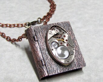 Steampunk Book Locket Necklace ( BL1 )