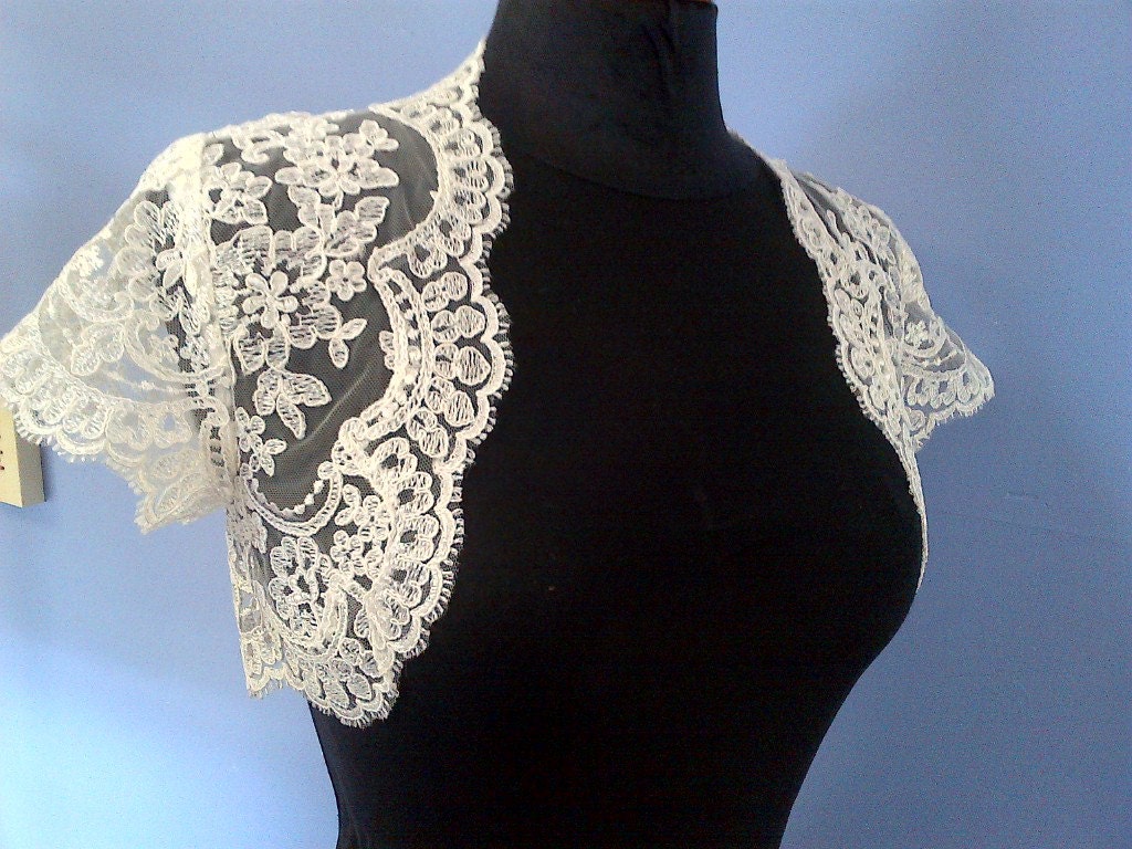 Lace Wedding Jacket in white or Ivory Custom Made