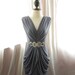 Rainy Nostalgic Gray Grecian Marilyn Monroe Ruched Gathered Mad Men Romantic Classic Autumn Voyage Grace Kelly Jane Austen Embellished Dress