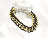 Gold and Black Stretchy Half Persian 3-in-1 Bracelet - Handmade Chainmaille Jewellery