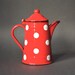 Vintage Cute Enamel Teapot with Polkadots
