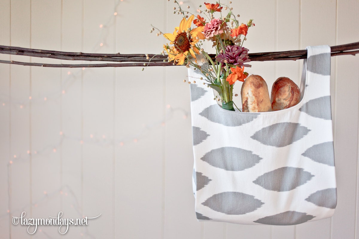 Gray Ikat Market Bag