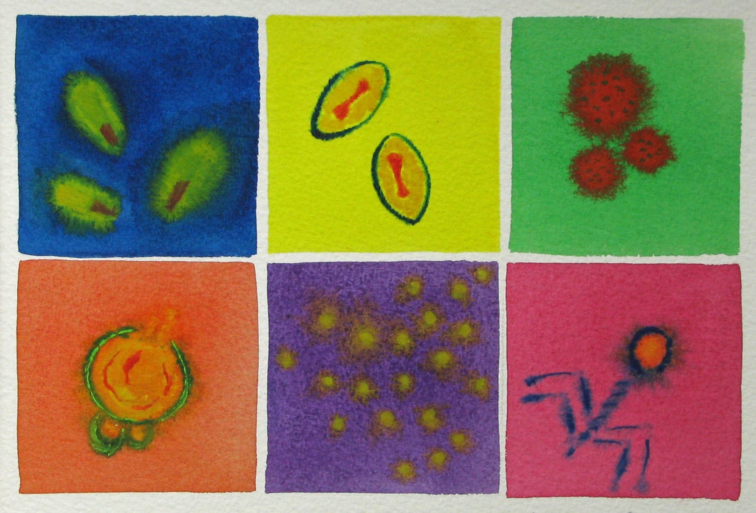 Virus Rainbow 17 - original watercolor painting