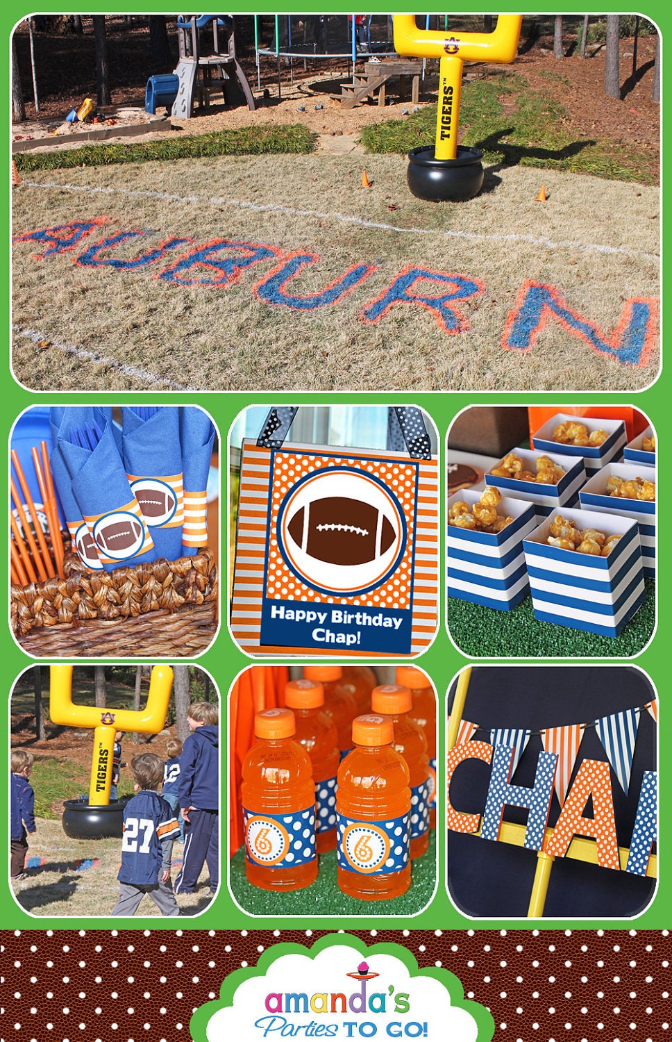Football Party - Football Birthday Printable Set - CHOOSE your team and 2 colors - by Amanda's Parties TO GO