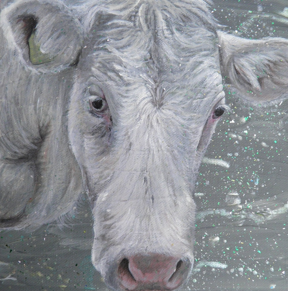 Looking at me.  Original acrylic painting on canvas with a little sparkle