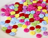 Doll Plastic Buttons. 100 pcs. Round. Mini small petite tiny. 9mm 0.35 inch. Multi color. Rainbow mix. Australian seller