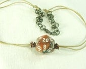 D-20 Necklace Brown Grey Dice Gamer Jewelry Side Drilled
