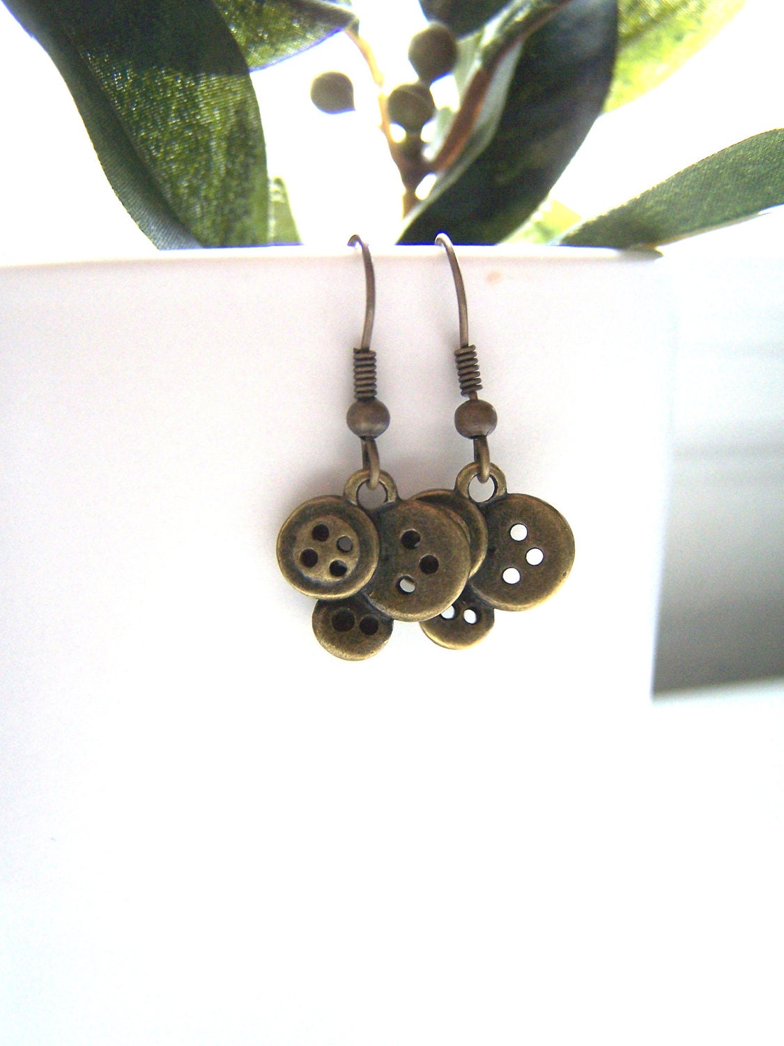 Button Cluster Dangle Earrings